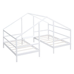 Bellemave Twin Size Double Triangular House Beds with Built-in Table Bellemave