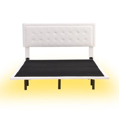 Bellemave® Queen Size Upholstered Button Tufted Platform Bed with Motion Activated Night Lights Bellemave®