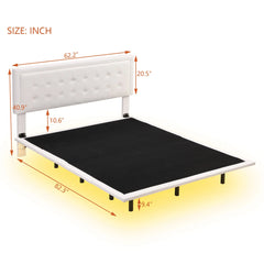 Bellemave® Queen Size Upholstered Button Tufted Platform Bed with Motion Activated Night Lights Bellemave®