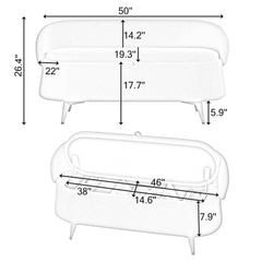 Bellemave® 50" Teddy Fleece Multi-Functional Long Rectangular Bed End Storage Sofa Stool Bellemave®