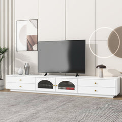 Bellemave® 86.6" Luxurious TV Stand with Fluted Glass Doors and Multiple Storage