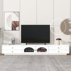 Bellemave® 86.6" Luxurious TV Stand with Fluted Glass Doors and Multiple Storage