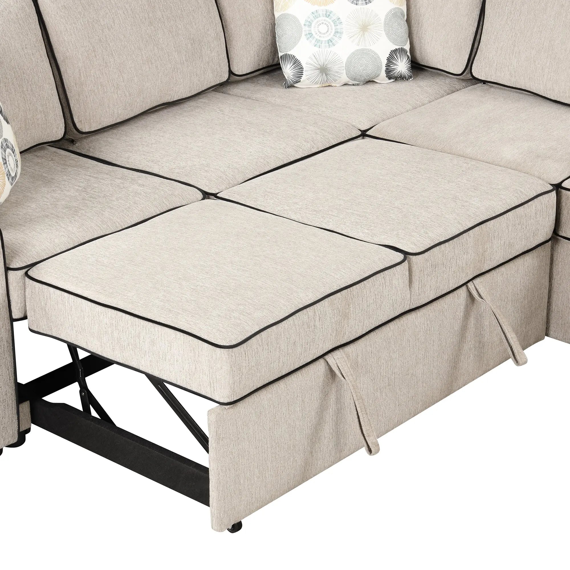 Bellemave® 83" L-Shaped Modern Convertible Sleeper Sofa with 2 USB ports, 2 Power Sockets and 3 Pillows Bellemave®