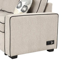 Bellemave® 83" L-Shaped Modern Convertible Sleeper Sofa with 2 USB ports, 2 Power Sockets and 3 Pillows Bellemave®