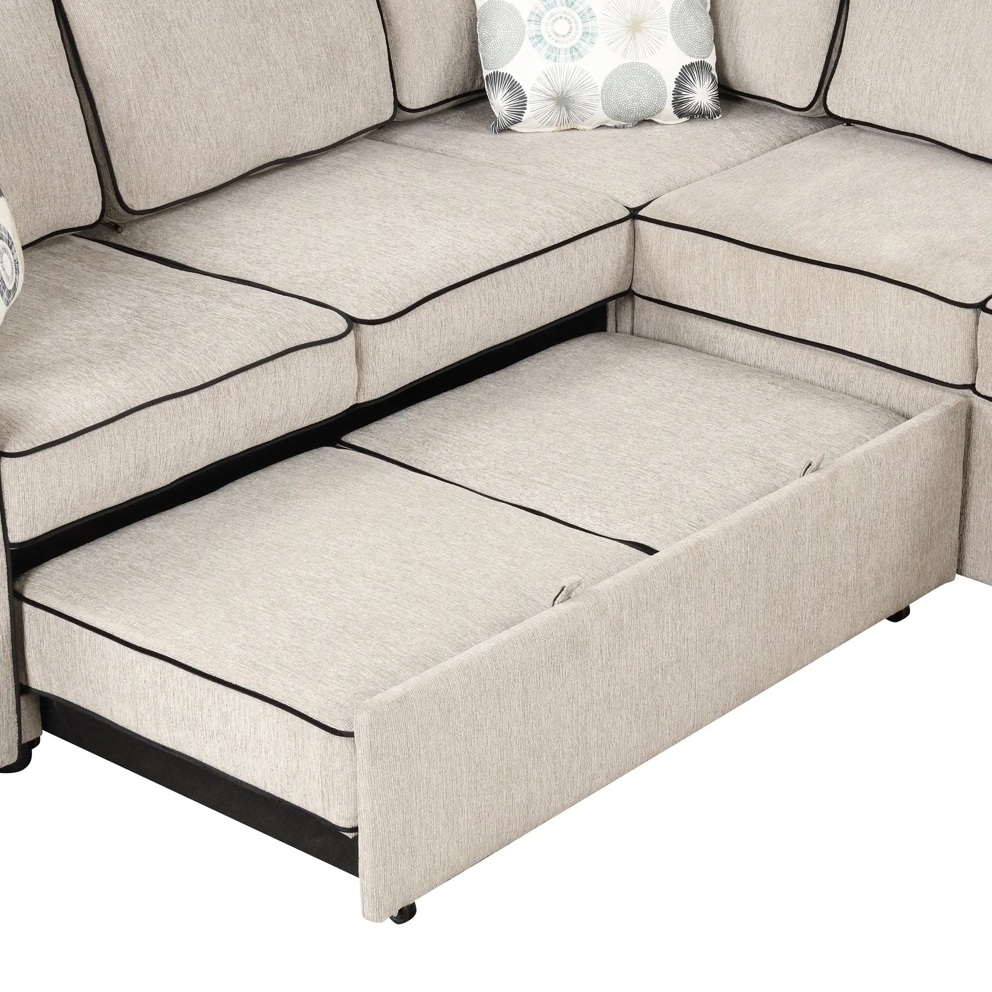 Bellemave® 83" L-Shaped Modern Convertible Sleeper Sofa with 2 USB ports, 2 Power Sockets and 3 Pillows Bellemave®