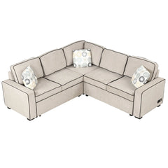 Bellemave® 83" L-Shaped Modern Convertible Sleeper Sofa with 2 USB ports, 2 Power Sockets and 3 Pillows Bellemave®