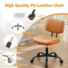 Bellemave® PU Leather Low Back Task Chair Small Home Office Chair with Wheels Bellemave®