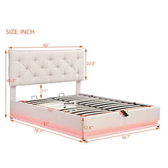 Bellemave® Upholstered Bed with Hydraulic Storage System and LED Light, with Button-tufted Design Headboard Bellemave®