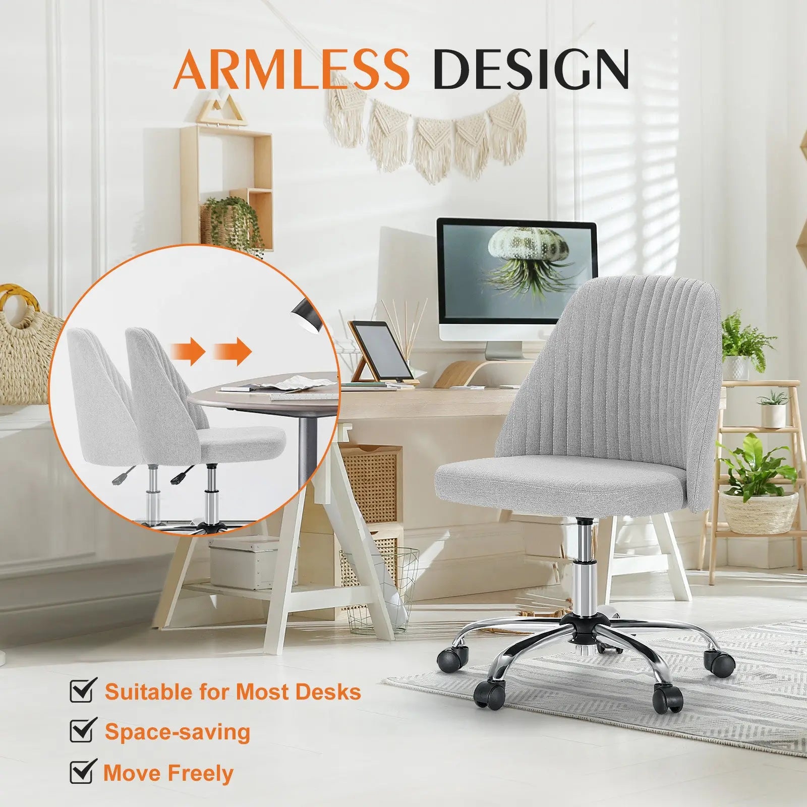 Bellemave® Armless Home Office Desk Chair with Wheels Bellemave®