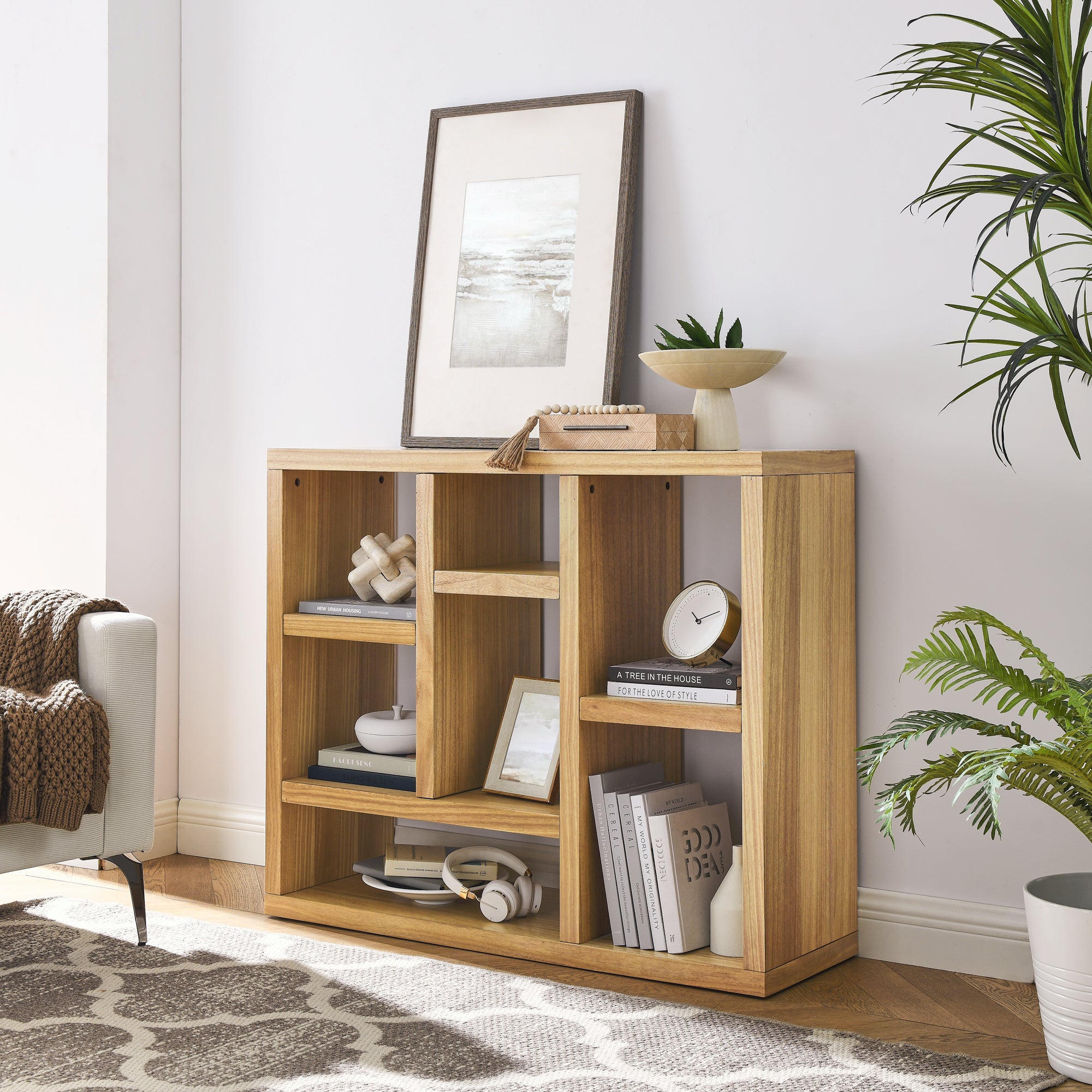 Bellemave® Open Wooden Open Shelf Bookcase with 7 Cube Storage Spaces Bellemave®