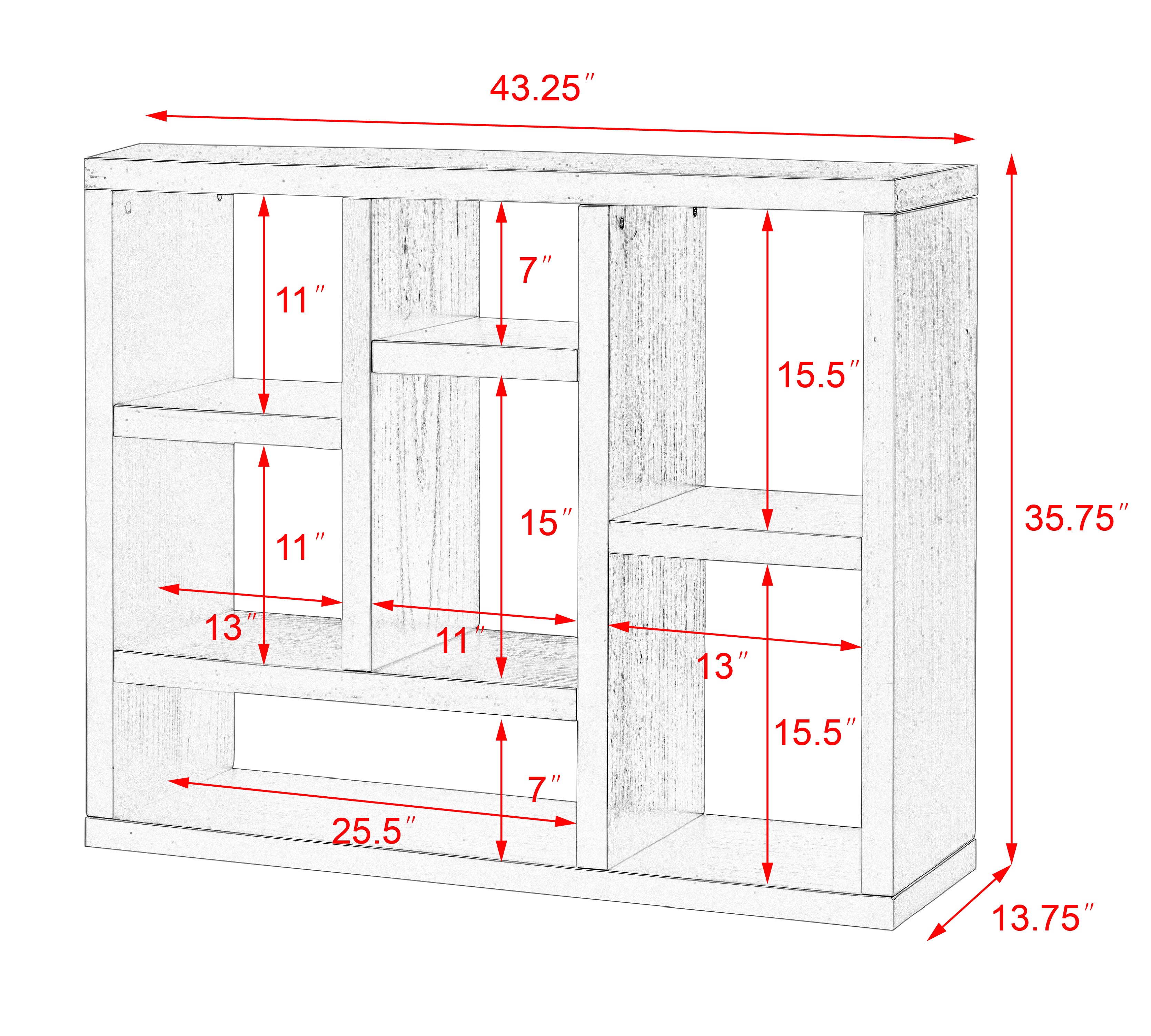 Bellemave® Open Wooden Open Shelf Bookcase with 7 Cube Storage Spaces Bellemave®