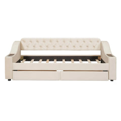 Bellemave Twin Size Upholstered Daybed with Storage Armrests and USB Port Bellemave