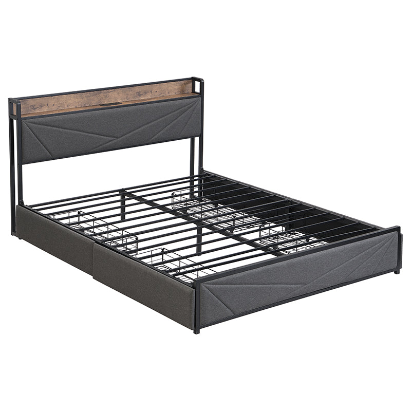 Bellemave® Platform Bed with Storage Headboard,Charging Station and 4 Storage Drawers Bellemave®