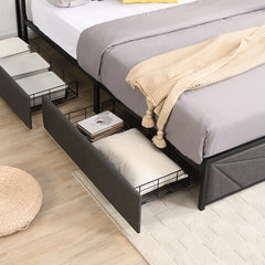 Bellemave® Platform Bed with Storage Headboard,Charging Station and 4 Storage Drawers Bellemave®