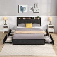 Bellemave® Platform Bed with Storage Headboard,Charging Station and 4 Storage Drawers Bellemave®