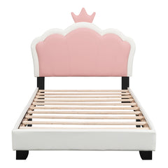 Bellemave® Upholstered Princess Bed with Crown Headboard and Footboard