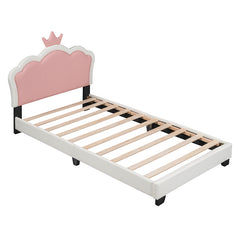 Bellemave® Upholstered Princess Bed with Crown Headboard and Footboard