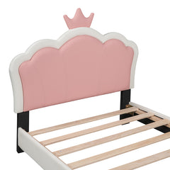 Bellemave® Upholstered Princess Bed with Crown Headboard and Footboard