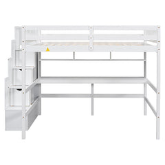 Bellemave® Full Size Loft Bed with Built-in Desk