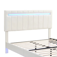 Bellemave® Queen Size Floating Upholstered Platform Bed with LED Lights and USB Charging Bellemave®