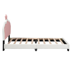 Bellemave® Upholstered Princess Bed with Crown Headboard and Footboard