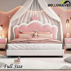 Bellemave® Upholstered Princess Bed with Crown Headboard and Footboard