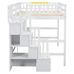 Bellemave® Full Size Loft Bed with Built-in Desk