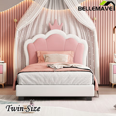 Bellemave® Upholstered Princess Bed with Crown Headboard and Footboard