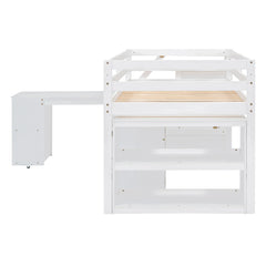 Bellemave® Loft Bed with Retractable Writing Desk and 3 Drawers, Storage Stairs and Shelves Bellemave®