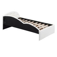 Bellemave® PU Upholstered Tufted Daybed with Two Drawers and Cloud Shaped Guardrail Bellemave®