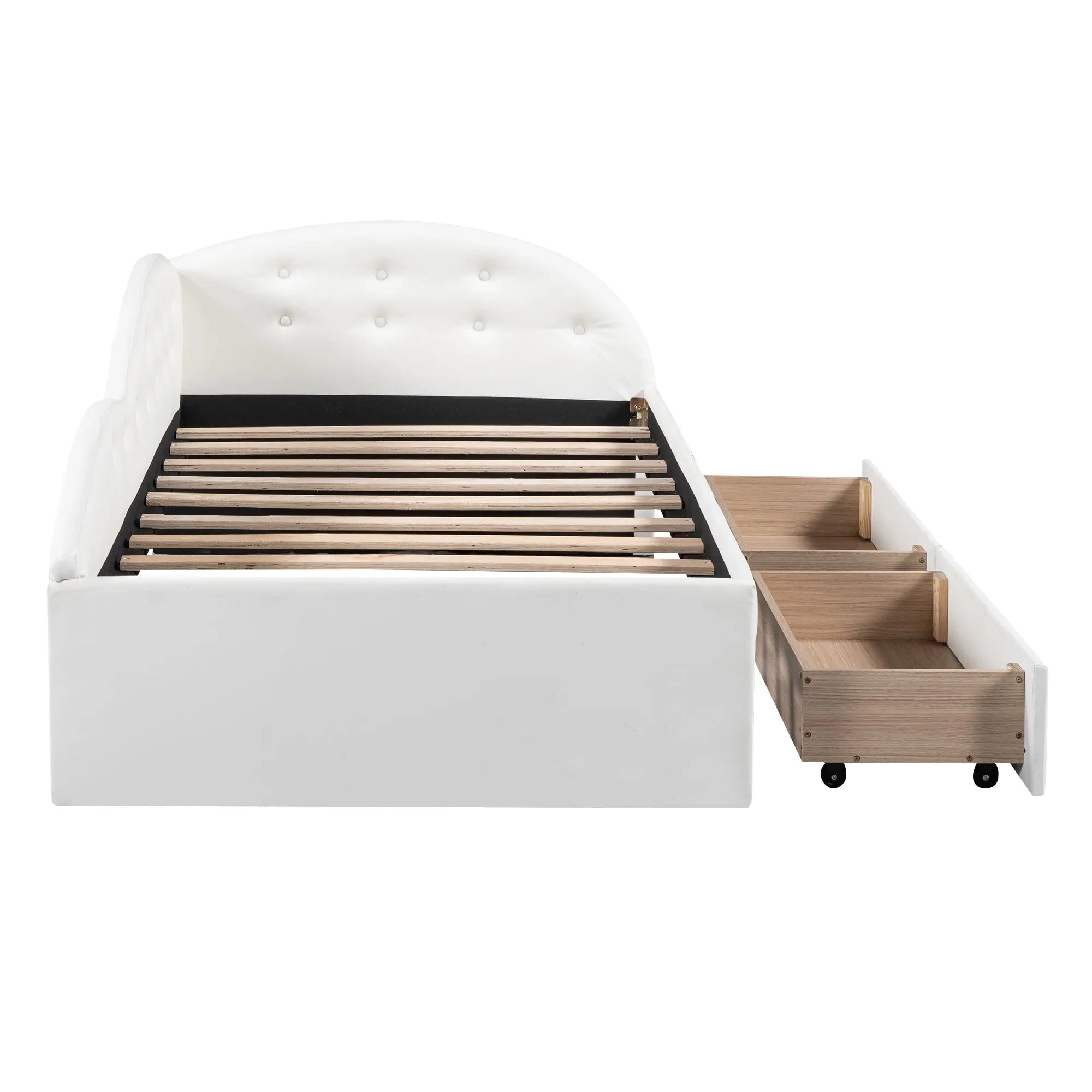 Bellemave® PU Upholstered Tufted Daybed with Two Drawers and Cloud Shaped Guardrail Bellemave®