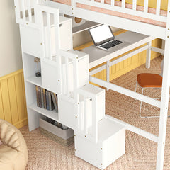 Bellemave® Full Size Loft Bed with Built-in Desk