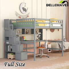 Bellemave® Full Size Loft Bed with Built-in Desk