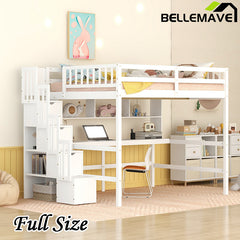 Bellemave® Full Size Loft Bed with Built-in Desk