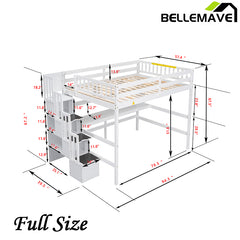 Bellemave® Full Size Loft Bed with Built-in Desk