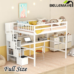 Bellemave® Full Size Loft Bed with Built-in Desk