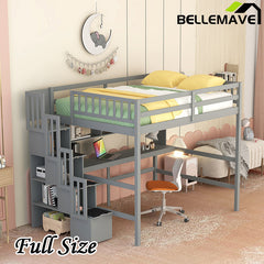 Bellemave® Full Size Loft Bed with Built-in Desk