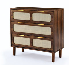 Bellemave® Modern Rattan Dresser with 3 Drawers and Metal Handles