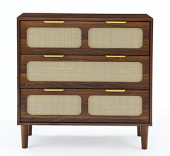 Bellemave® Modern Rattan Dresser with 3 Drawers and Metal Handles