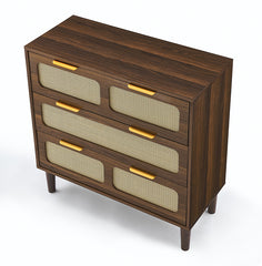 Bellemave® Modern Rattan Dresser with 3 Drawers and Metal Handles