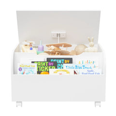 Bellemave Kids Toy Storage Organizer with Front Bookshelf and Flip-Top Lid, Safety Hinge Bellemave