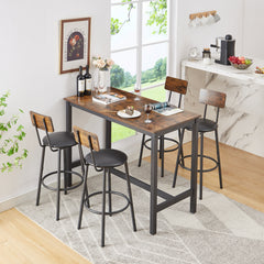 Bellemave® 5-Piece Bar Table Set with 4 Bar Stools PU Soft Seat with Backrest Bellemave®