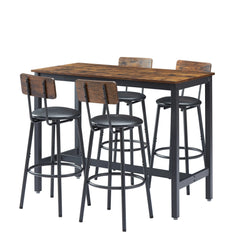 Bellemave® 5-Piece Bar Table Set with 4 Bar Stools PU Soft Seat with Backrest Bellemave®