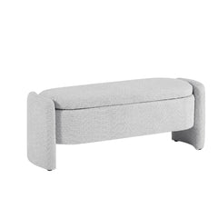 Bellemave® Ottoman Oval Storage Bench 3D Lamb Fleece Fabric Bench with Large Storage Space Bellemave®