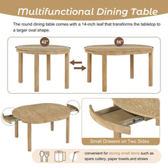 Bellemave 5-Piece Multifunctional Dining Table Set, Farmhouse Dining Set with Extendable Round Table