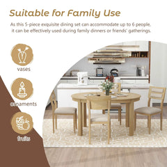 Bellemave 5-Piece Multifunctional Dining Table Set, Farmhouse Dining Set with Extendable Round Table