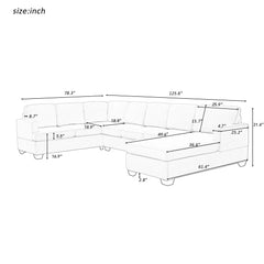 Bellemave 125.6" Modern Large Upholstered U-Shape Sectional Sofa, Extra Wide Chaise Lounge Couch Bellemave