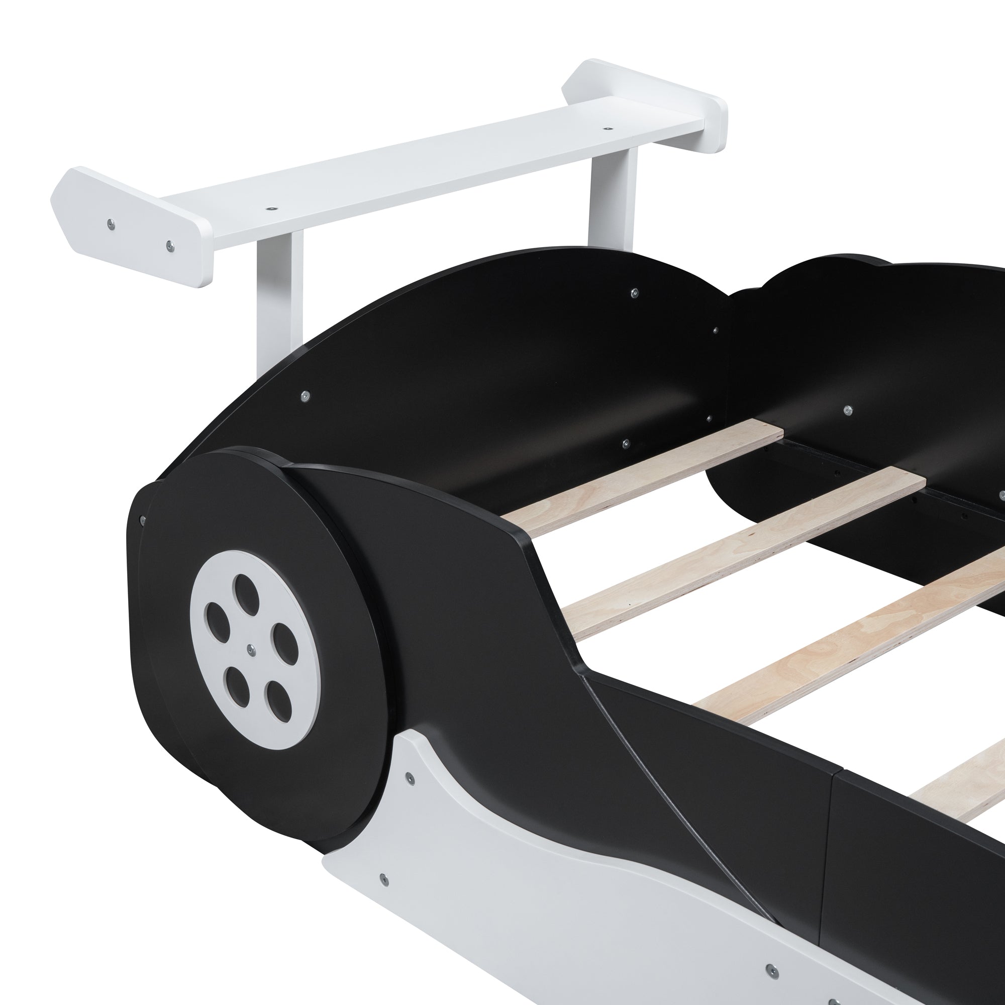 Bellemave Race Car-Shaped Platform Bed with Wheels