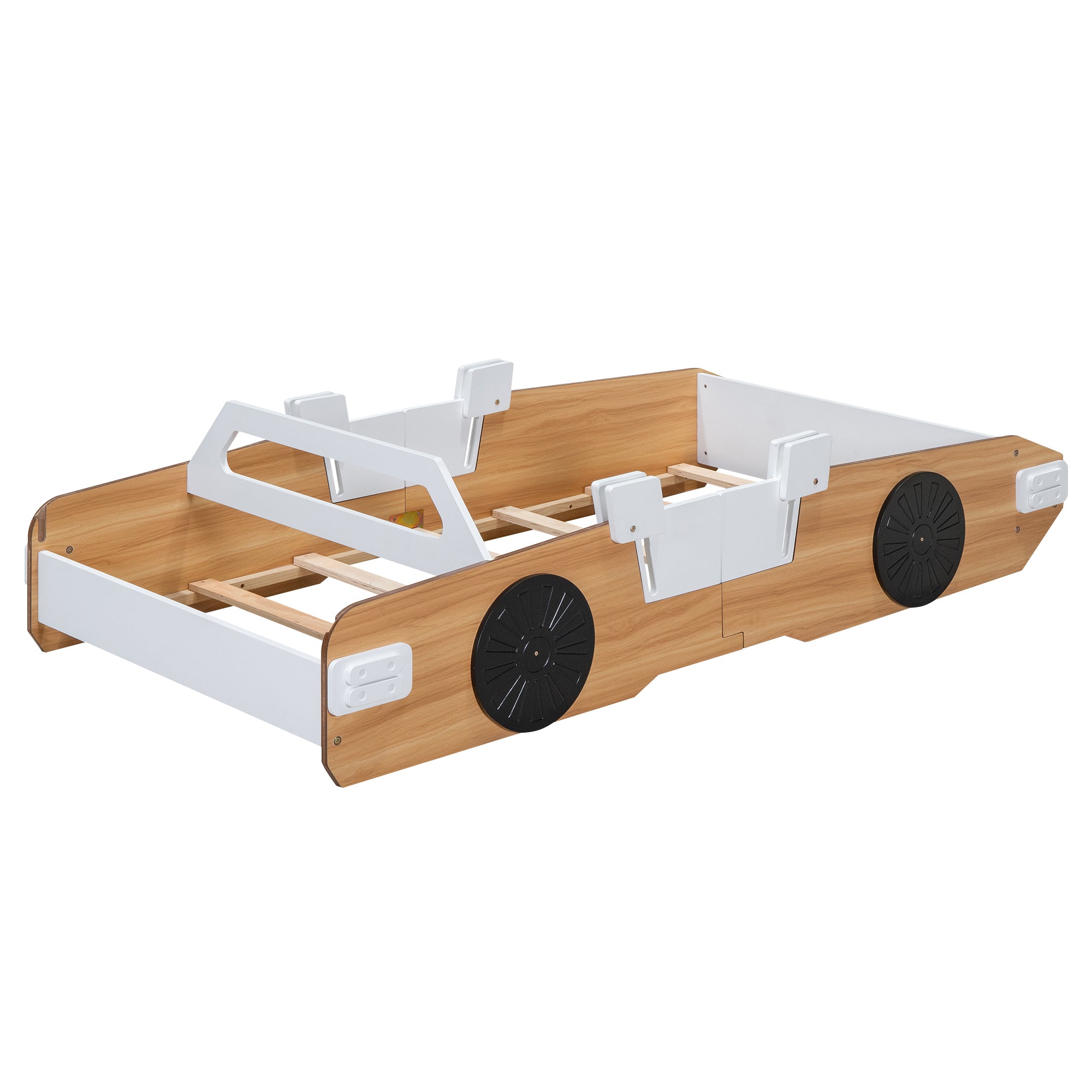 Bellemave Wood Twin Size Racing Car Bed with Door Design and Storage