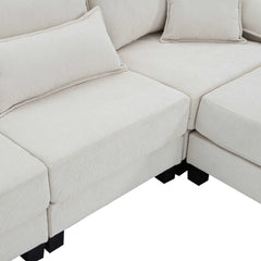 Bellemave 133" Corduroy Modular Sectional Sofa,U Shaped Couch with Armrest Bags,6 Seat Freely Combinable Sofa Bed